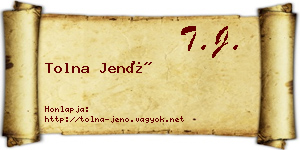 Tolna Jenő névjegykártya